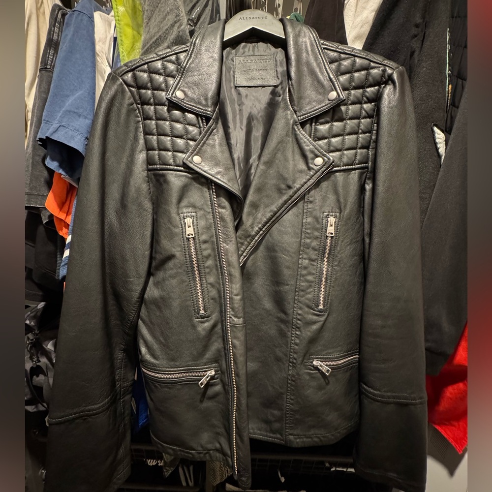 Men’s All Saints Leather Jacket, Size XL - New Without Tags